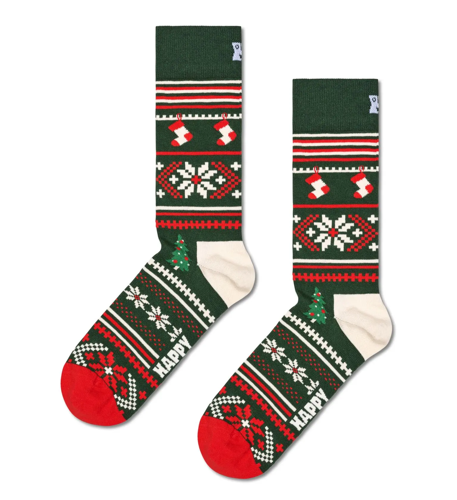 Happy Socks Tagessocke Crew Christmas Sweater grün - 1 Paar