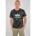 Alpha Industries Tshirt Basic Camo (Baumwolle) schwarz Herren