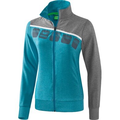 Erima Trainingsjacke 5C (elastisch, feuchtigkeitsregulierend) türkis/grau/weiss Damen