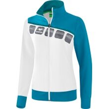 Erima Trainingsjacke 5C (elastisch, feuchtigkeitsregulierend) weiss/hellblau Damen