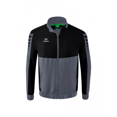 Erima Präsentationsjacke Six Wings (100% Polyester, Stehkragen, ohne Innenfutter) grau/schwarz Jungen