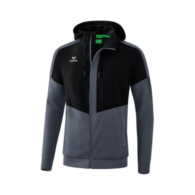 Erima Trainingsjacke Squad Tracktop Jacke mit Kapuze schwarz/grau Herren