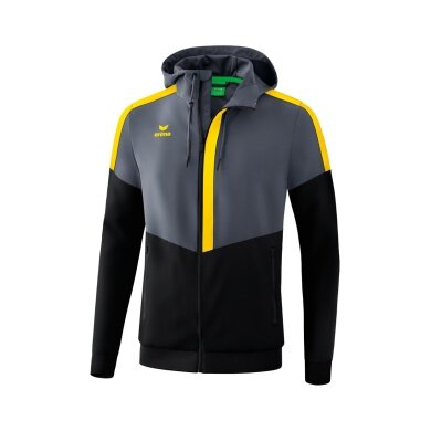 Erima Trainingsjacke Squad Tracktop Jacke mit Kapuze grau/schwarz/gelb Herren