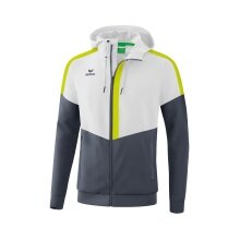 Erima Trainingsjacke Squad Tracktop Jacke mit Kapuze weiss/grau/lime Herren