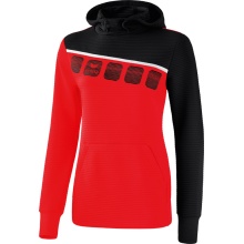 Erima Kapuzenpullover Hoodie 5C rot/schwarz/weiß Damen