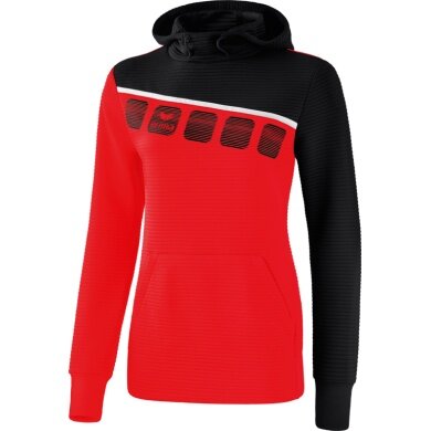 Erima Kapuzenpullover Hoodie 5C rot/schwarz/weiß Damen