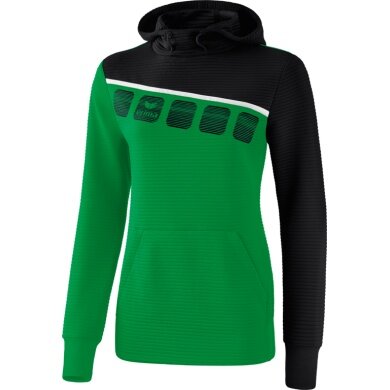 Erima Kapuzenpullover Hoodie 5C smaragd/schwarz/weiß Damen