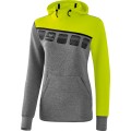 Erima Kapuzenpullover Hoodie 5C grau melange/lime/schwarz Damen