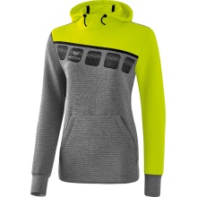 Erima Kapuzenpullover Hoodie 5C grau melange/lime/schwarz Damen