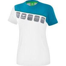 Erima Sport-Shirt 5C (100% Polyester) weiss/petrolblau Damen