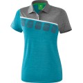 Erima Spprt-Polo 5C (100% Polyester) blau/grau melange/weiß Damen