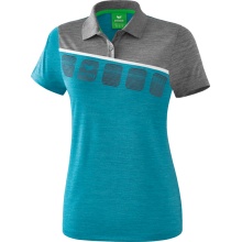 Erima Spprt-Polo 5C (100% Polyester) blau/grau melange/weiß Damen