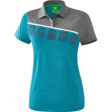 Erima Spprt-Polo 5C (100% Polyester) blau/grau melange/weiß Damen