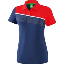 Erima Spprt-Polo 5C (100% Polyester) navyblau/rot Damen