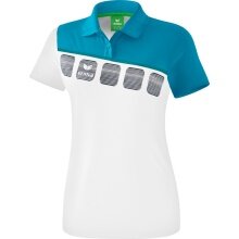 Erima Spprt-Polo 5C (100% Polyester) weiß/petrolblau Damen