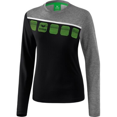 Erima Sport-Langarmshirt 5C (100% Polyester) schwarz/grau Damen