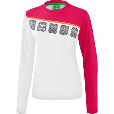 Erima Sport-Langarmshirt 5C (100% Polyester) weiss/rosa Damen