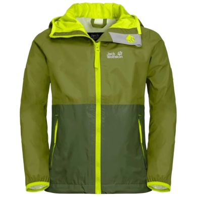 Jack Wolfskin Regenjacke Rainy (wind- und wasserdicht) khaki/grün Kinder