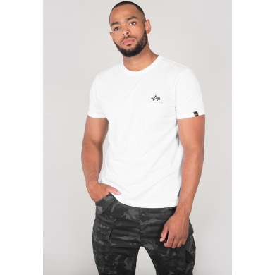 Alpha Industries Tshirt Basic T Small Logo (Baumwolle) weiss Herren