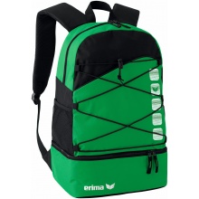 Erima Rucksack Club 5 - Multifunktionsrucksack mit Bodelfach - smaragdgrün/schwarz 30x18x45cm