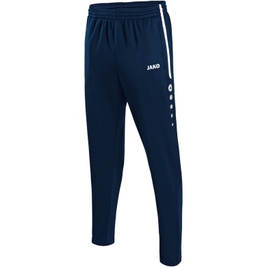 JAKO Trainingshose Pant Active (100% Polyester) lang marineblau/weiss Jungen