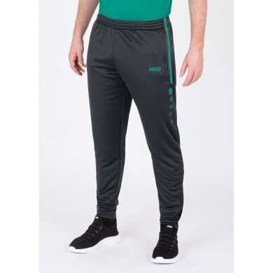 JAKO Trainingshose Pant Active (100% Polyester) lang anthrazitgrau/türkis Herren