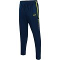 JAKO Trainingshose Pant Active (100% Polyester) lang marineblau/neongelb Jungen