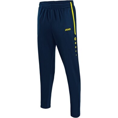 JAKO Trainingshose Pant Active (100% Polyester) lang marineblau/neongelb Jungen