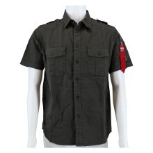 Alpha Industries Kurzarmhemd Basic Slim (Baumwolle) dunkelgrau Herren