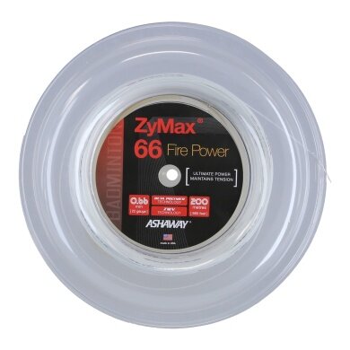 Ashaway Badmintonsaite Zymax 66 Fire Power weiss 200m Rolle