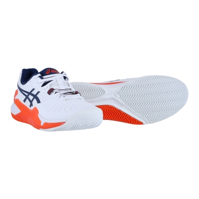 Asics Tennisschuhe Gel Resolution 9 Clay/Sandplatz (Stabilität) 2024 weiss/orange Herren