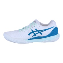 Asics Tennisschuhe Gel Resolution 9 Clay/Sandplatz (Stabilität) 2024 weiss/blaugrün Damen