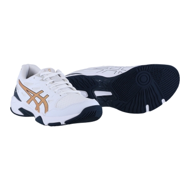 Asics Hallen-Indoorschuhe Gel Rocket 11 (multifunktional/Stabiltät) 2024 weiss/gold Damen