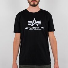 Alpha Industries Tshirt Basic (Baumwolle) reflektierender Print schwarz Herren