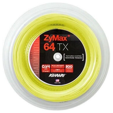 Ashaway Badmintonsaite Zymax 64 TX gelb 200m Rolle