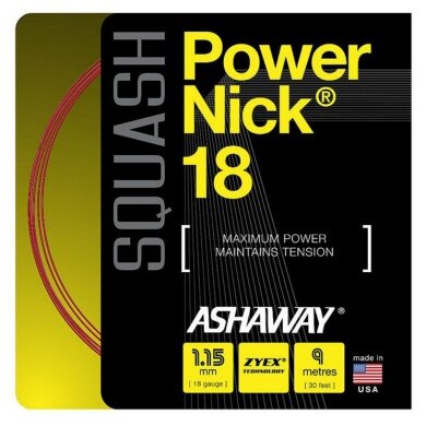 Besaitung mit Squashsaite Ashaway Powernick 18 rot