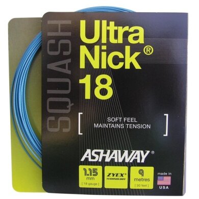 Besaitung mit Squashsaite Ashaway UltraNick 18 blau