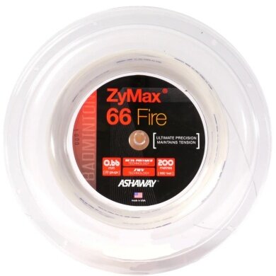 Ashaway Badmintonsaite Zymax 66 Fire weiss 200m Rolle