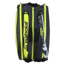 Babolat Tennis-Racketbag Pure Aero (Schlägertasche, 3 Hauptfächer) grau/gelb/weiss 12er