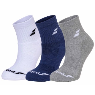 Babolat Sportsocken Ankle Quarter Classic weiss/dunkelblau/grau - 3 Paar