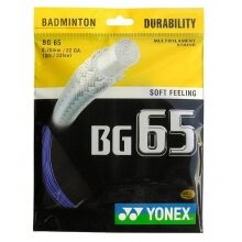 Besaitung mit Badmintonsaite Yonex BG65 (Allround+Haltbarkeit) blau