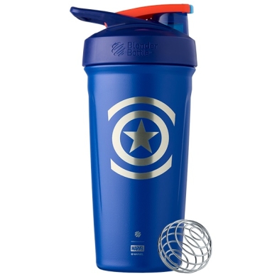 BlenderBottle Trinkflasche Strada Thermo Edelstahl Captain America 710ml blau