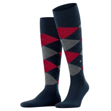 Burlington Kniestrümpfe King (Argyle-Muster) marineblau/rot Herren - 1 Paar