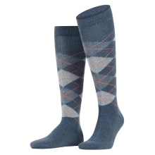 Burlington Kniestrümpfe Preston (Argyle-Muster) blau/grau Herren - 1 Paar