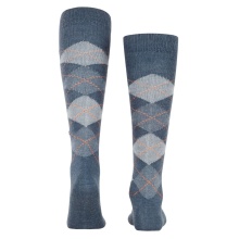 Burlington Kniestrümpfe Preston (Argyle-Muster) blau/grau Herren - 1 Paar