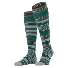 Burlington Kniestrümpfe Stripe (Ringelmuster mit Kontraststreifen) schwarz/blau Herren - 1 Paar