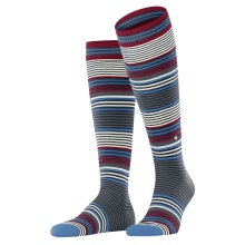 Burlington Kniestrümpfe Stripe (Ringelmuster mit Kontraststreifen) marineblau Herren - 1 Paar