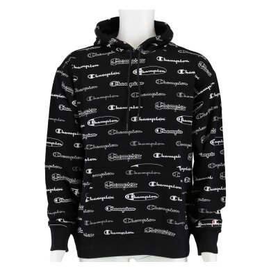 Champion Kapuzenpullover (Baumwoll-Hoodie) Allover Script-Print schwarz Herren