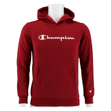 Champion Kapuzenpullover Hoodie Big Logo Print (gefüttert) dunkelrot/weiss Jungen