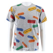 Champion Freizeit Tshirt (Baumwolle) Allover Logo-Print grau Kinder